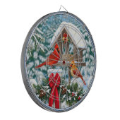 Kardinalen en feeder van kerstvogels dartbord (Voorkant Links)