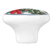 Kardinalen en feeder van kerstvogels keramische knop (Zijkant)