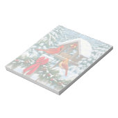 Kardinalen en feeder van kerstvogels notitieblok (Gedraaid)