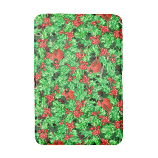 Kardinalen en holbessen badmat (Voorkant Verticaal)