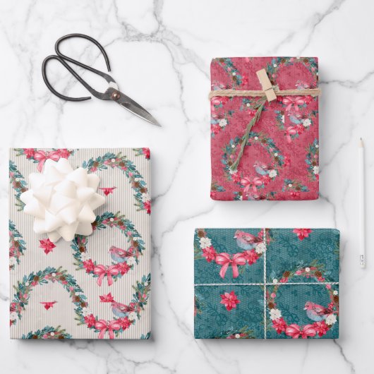 Kardinalen en kerstmis inpakpapier vel (Voorkant)