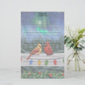 Kardinalen en Kerstverlichting Winter Sneeuw Briefpapier (Staand voorkant)