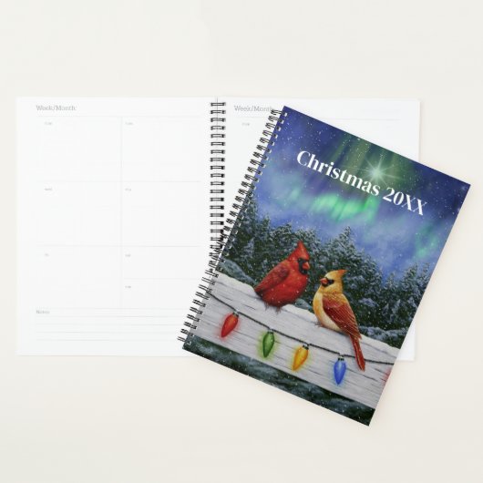 Kardinalen en Kerstverlichting Winter Sneeuw Planner (Display)