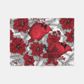Kardinalen en poinsettia, rood en wit fleece deken (Voorkant (Horizontaal))