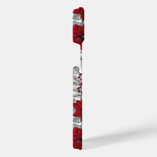 Kardinalen en poinsettia, rood en wit iPhone hoesje (Rechterkant)