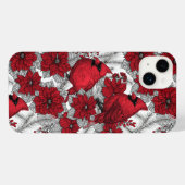 Kardinalen en poinsettia, rood en wit iPhone hoesje (Achterkant horizontaal)