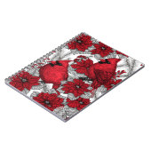 Kardinalen en poinsettia, rood en wit notitieboek (Linkerzijde)