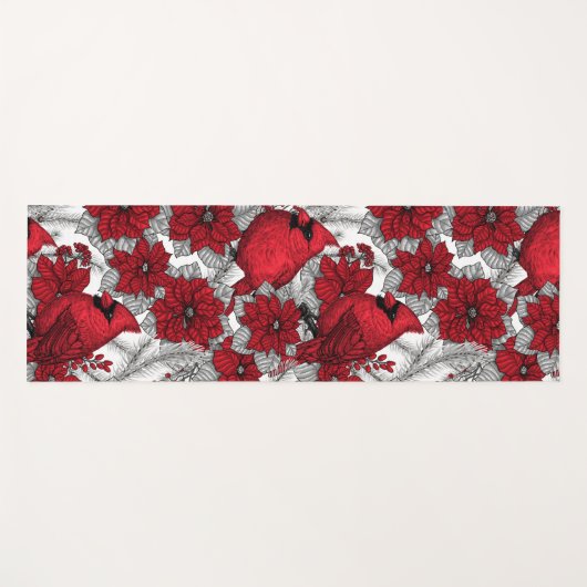 Kardinalen en poinsettia, rood en wit yogamat (Voorkant (horizontaal))