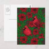 Kardinalen en poinsettia voor kerstmis briefkaart (Voorkant / Achterkant)