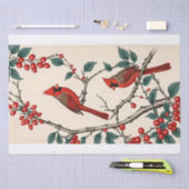 Kardinalen en rode bessen decoupage tissuepapier (Craft)