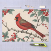 Kardinalen en rode bessen decoupage tissuepapier (Craft)