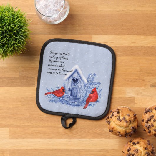 Kardinalen en sneeuwpottenbakker pannenlap (Top down)