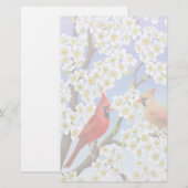 Kardinalen in bloeiende boompannenwaren briefpapier (Voorkant / Achterkant)