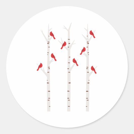 Kardinalen in bomen ronde sticker (Voorkant)
