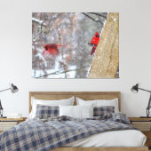 Kardinalen in de sneeuw canvas afdruk (Insitu (Slaapkamer))