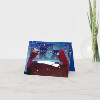 Kardinalen In De Stad Kerstmis Wenskaart Feestdagen Kaart