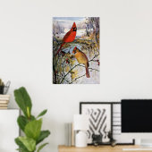 Kardinalen in de winter poster (Thuiskantoor)