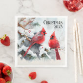  Kardinalen in Sneeuwwitje Winter Scene Servet (Insitu)