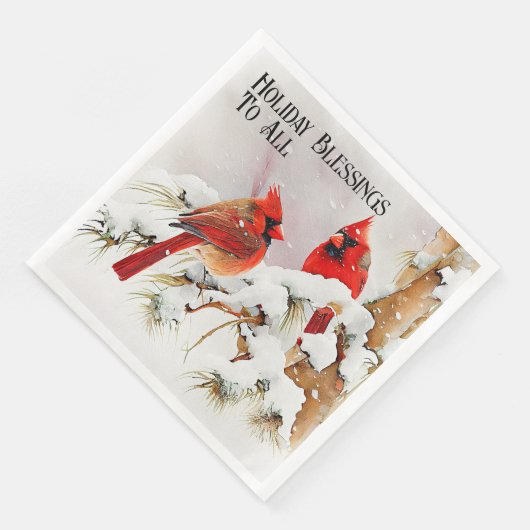 Kardinalen in Winter Sneeuw en Evergreen Tree Scen Servet (Hoek)
