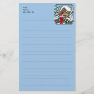 Kardinalen Kerstfeest Blauw Briefpapier