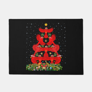 Kardinalen met kerstbomen deurmat