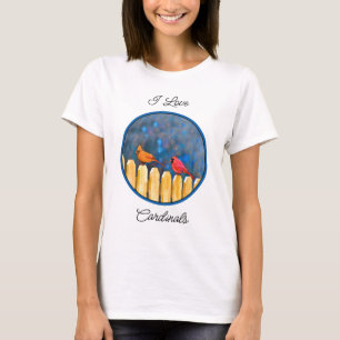 Kardinalen op het hek Schilderij - Originele Kunst T-shirt