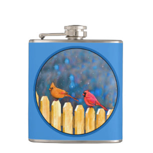 Kardinalen op het schilderen van de hek - Oorspron Heupfles