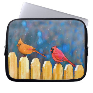 Kardinalen op het schilderen van de hek - Oorspron Laptop Sleeve