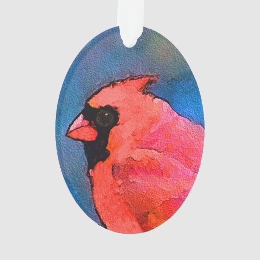 Kardinalen op het schilderen van de hek - Oorspron Ornament (achterkant)