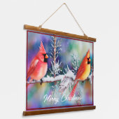 Kardinalen op sneeuwbijkantoor hangend wandkleed (Gebogen)