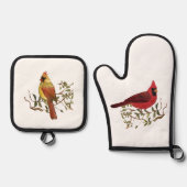 Kardinalen Oven Mitt en Pot Holder Set (Voorkant)