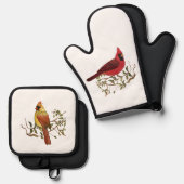 Kardinalen Oven Mitt en Pot Holder Set (Voorkant / Achterkant)