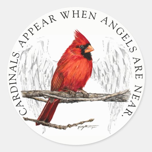 Kardinalen verschijnen wanneer engelen dichtbij zi ronde sticker (Voorkant)
