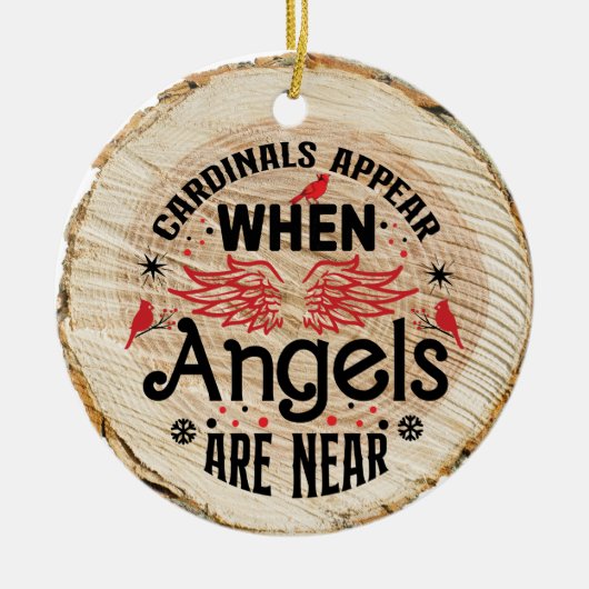 Kardinalen verschijnen wanneer engelen in de buurt keramisch ornament (Voorkant)