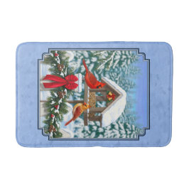 Kardinals kerstfeest blauw badmat