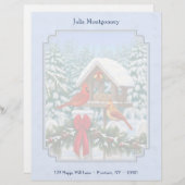 Kardinals kerstfeest blauw briefhoofd sjabloon (Voorkant / Achterkant)