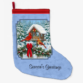 Kardinals kerstfeest blauw grote kerstsok