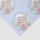 Kardinals kerstfeest blauw tissuepapier (Detail)