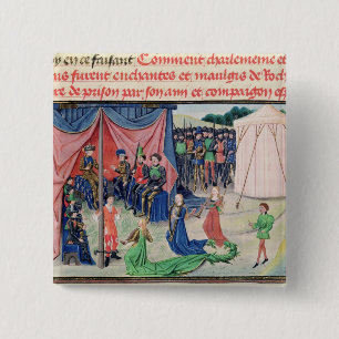 Karel de Grote en zijn baronnen worden betoverd Vierkante Button 5,1 Cm