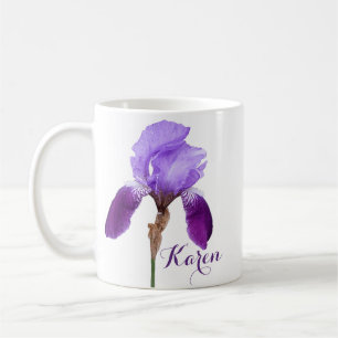  Karen meisjesnaam paarse iris floral Koffiemok