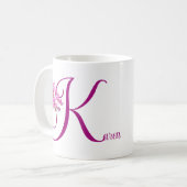 Karen naam monogram roze fleur Koffiemok (Voorkant links)
