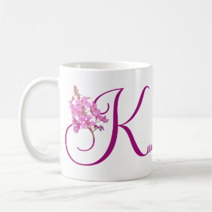 Karen naam monogram  roze fleur Koffiemok