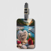 Karen's hart bij de rivier bagagelabel (Voorkant (verticaal))