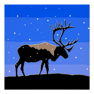 Kariboe in de Winter - het Originele Art. van het Perfect Poster