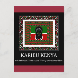 Karibu Kenya: Levendige nationale vlag kleuren Hak Briefkaart