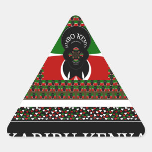 Karibu Kenya: Levendige nationale vlag kleuren Hak Driehoek Sticker