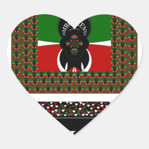 Karibu Kenya: Levendige nationale vlag kleuren Hak Hart Sticker