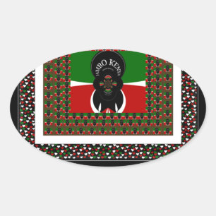 Karibu Kenya: Levendige nationale vlag kleuren Hak Ovale Sticker