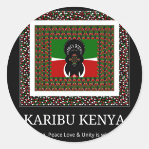 Karibu Kenya: Levendige nationale vlag kleuren Hak Ronde Sticker