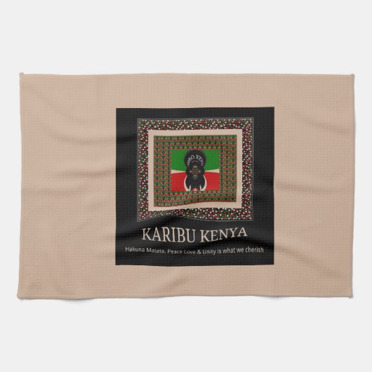 Karibu Kenya: Levendige nationale vlag kleuren Hak Theedoek (Horizontaal)